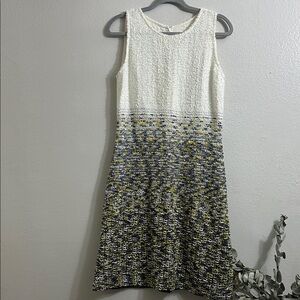 St. John knit Cream and Multicolor Tweed Midi Dress